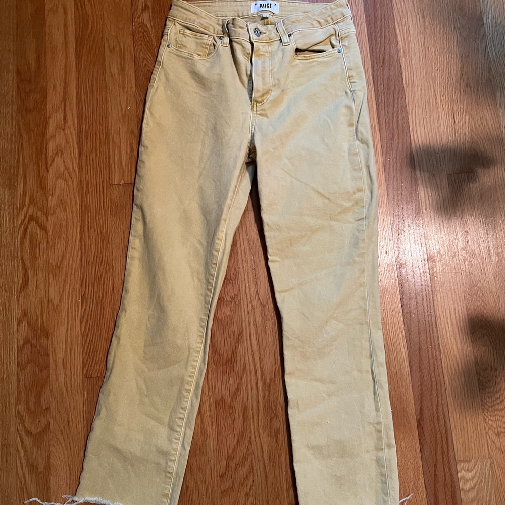 PAIGE Women's Straight Leg Yellow Jeans